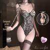 European & American Leopard Lace Hot Uniform Bodysuit with Padded Cups - Seductive & Sexy Lingerie