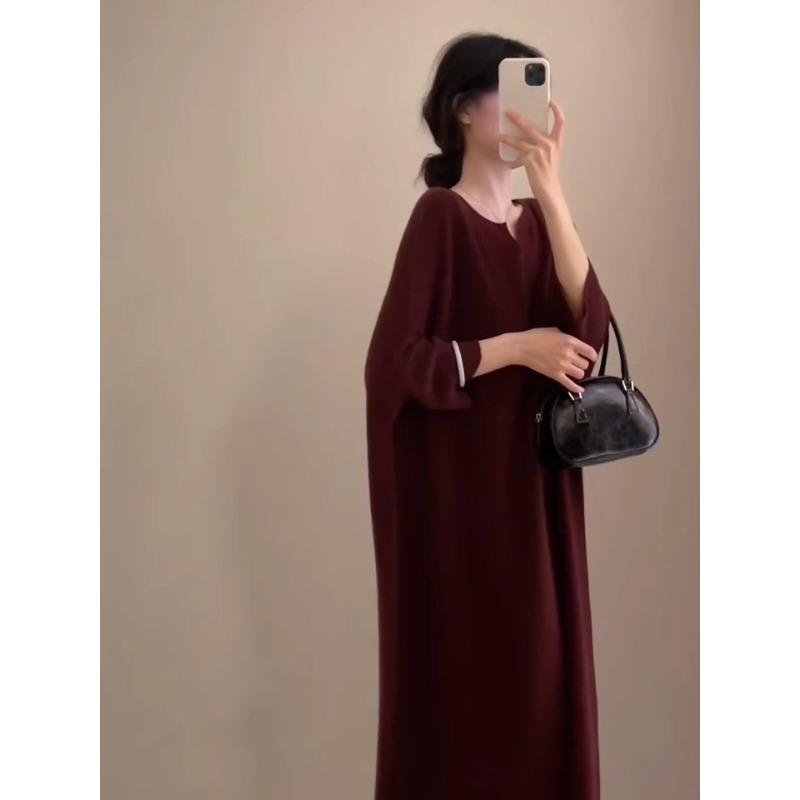 

Атмосферная одежда стиль черный чай вязаный свободный свитер куртка ретро платье женское осенне-зимнее темперамент XL