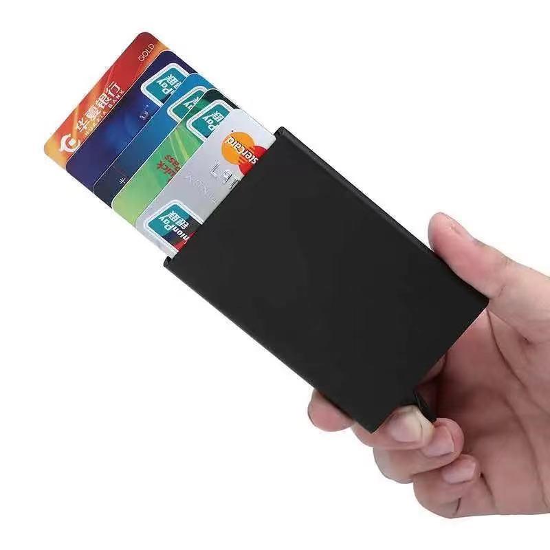 Diebstahlschutz Ausweis Kreditkartenhalter Porte Carte Dünnes Aluminium Metall Geldbörsen Tasche Hülle Bank Damen Herren Kreditkartenetui