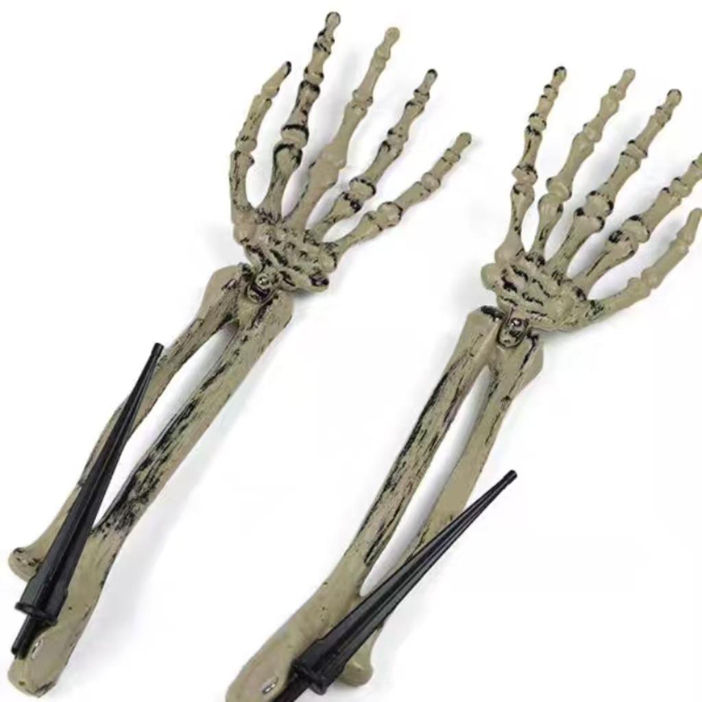 Halloween Skeleton Hands Bones Yard Stakes Set, Outdoor Lawn Graveyard Haunted House Party Prop