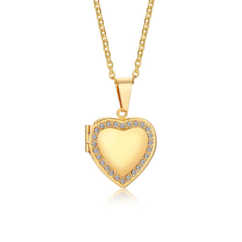 Cubic Zirconia Pendant Necklace for Women, Stainless Steel Chain Trendy Jewelry, Square Heart CZ Stone Boho Jewelry