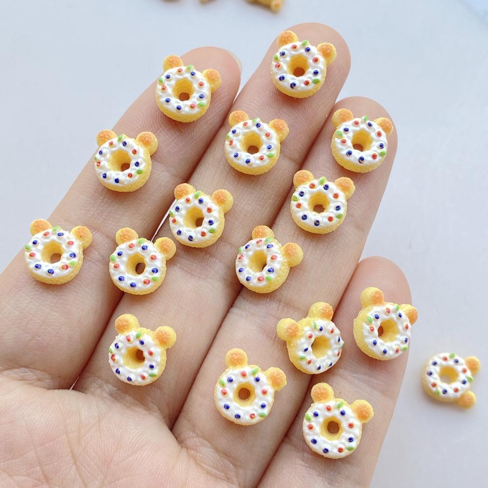 50 Pcs Cute Mini Simulated Bread, Donuts, Pizza Flat Back Resin Cabochons Scrapbooking DIY Jewelry Hairpin Craft Decoration