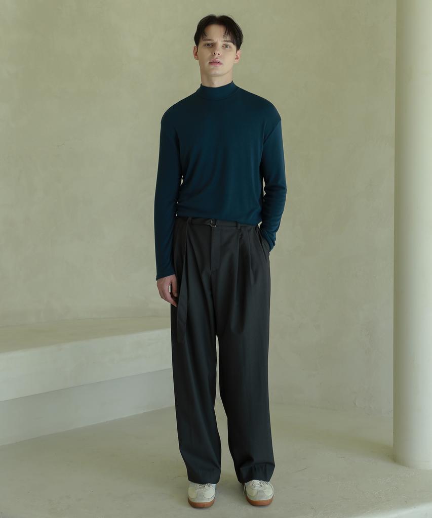 ESN Half Turtleneck Knit T-Shirt Deep Blue