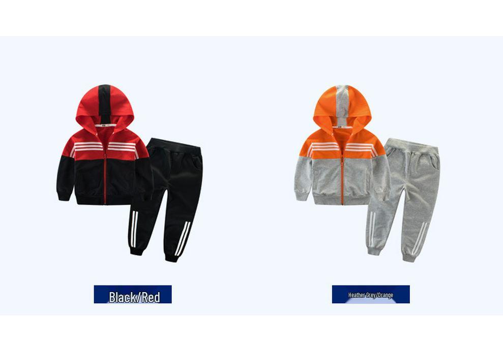 2024 Spring/Autumn Korean-Style Color Block Tracksuit for Boys - Medium/Large Two-Piece Jacket Set