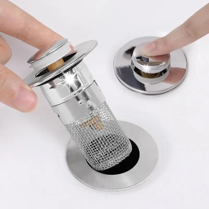 1-3pcs Stainless Steel Floor Drain Filter Deodorizing Bouncing Core Hair Catcher Shower Sink Strainer Insect Prevention Tools