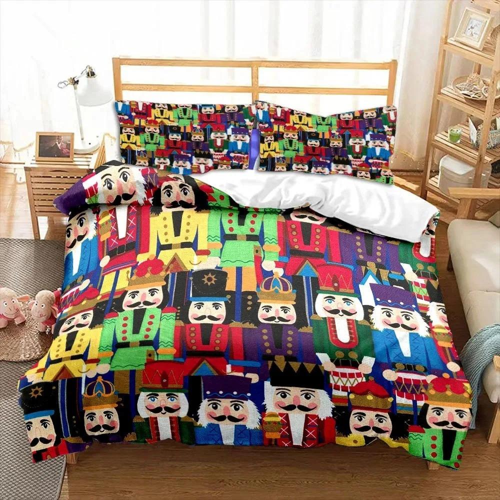 

Nutcracker Duvet Cover Set Christmas Bedding Set Cartoon Royal Guarder Comforter Cover New Year Festival Quilt Cover Queen Size 70x133cm 2pcs