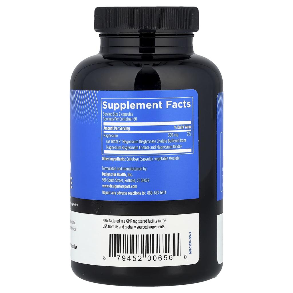 Designs For Health Maps For Sport®, Magnesium Bisglycinate, 120 Veggie Capsules (150mg Per Capsule)