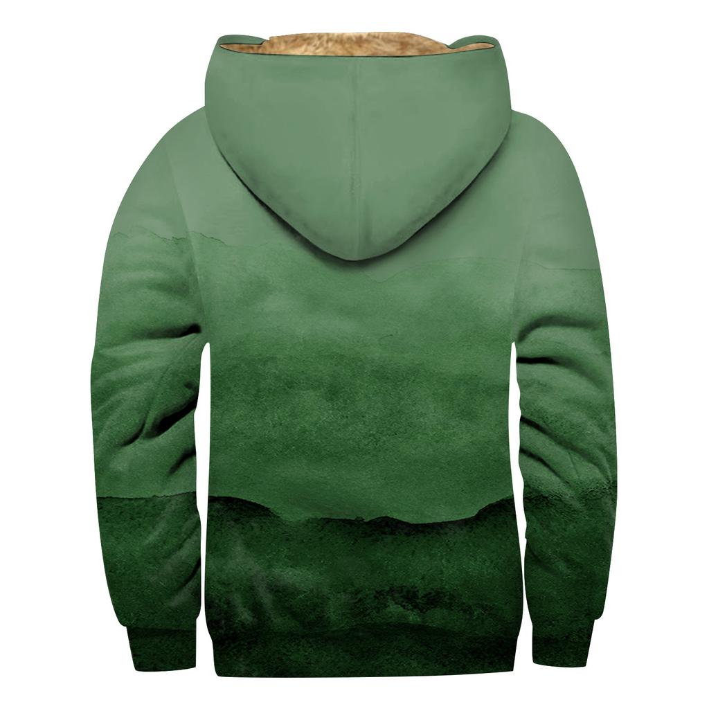 Men'S Winter Zipper Hooded Fleece Sweatshirt With Patch Pocket Casual Jacket