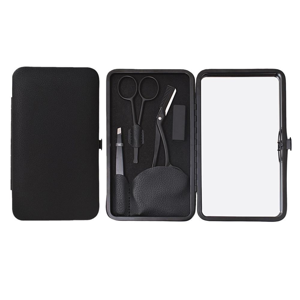 Men's Stainless Steel Grooming Set: Beard, Eyebrow & Nose Hair Trimmer with Mirror & Storage Box