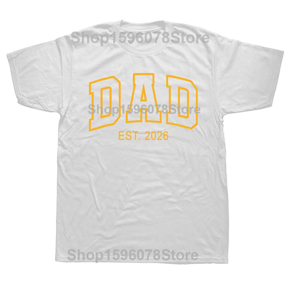 Lustiger Neuer Papa Est 2026 Erwartet Baby Vater 100% Baumwolle T-Shirts Herren Damen Mode Lässig Locker Übergroß Streetwear T-Shirt