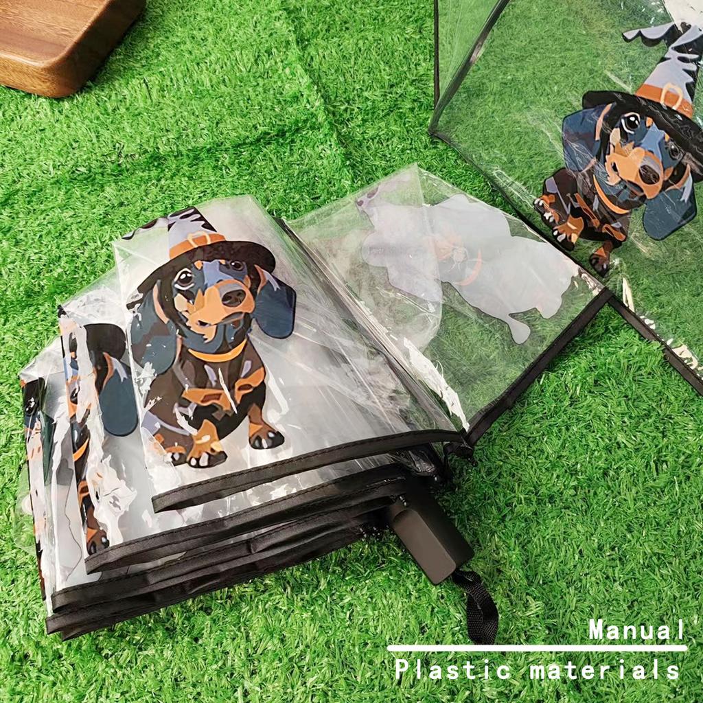 Korean Umbrella Folding Cute Korean Mini Fresh Simple Sen Series Trifold Cherry Blossom Transparent Japanese Umbrella