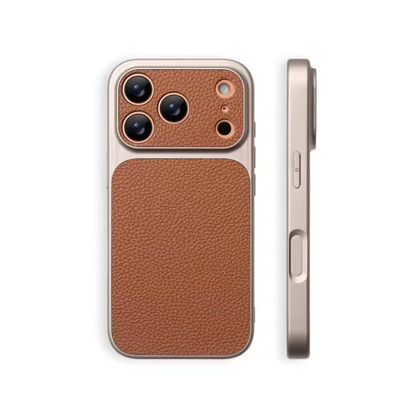 Luxury Lychee Texture Leather Matte Hard Case For iPhone 17 Pro Max 16 15 14 13 12 11 Pro Max Full Lens Protection Back Cover Shell