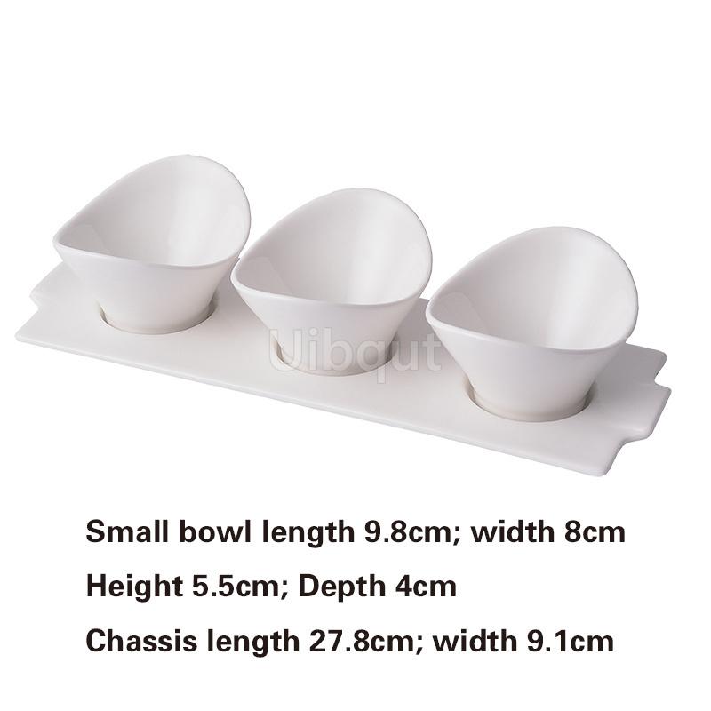 White Ingot shaped Dessert Fruit Salad Bowl White Ceramic Dessert Gold Border Snack Bowl ceramic 3PCS set Dried Fruit Salad Bowl