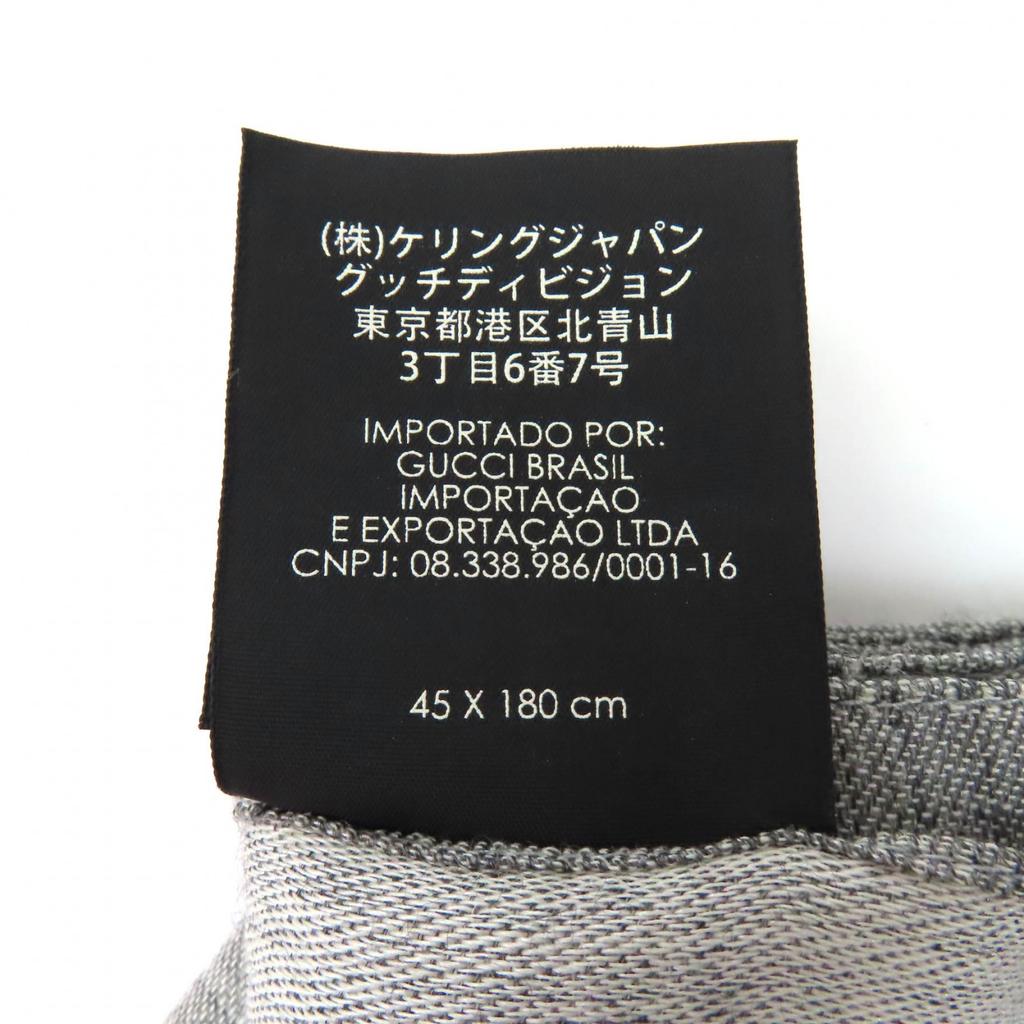 Excellent GUCCI Stall GG pattern with fringe gray wool Women Used