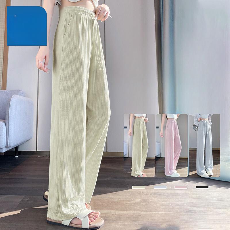 

Летние женские светло-голубые брюки Ice Silk Wide Leg, тонкие, удобные спортивные брюки свободного покроя XXL зелёный
