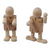 3.94 * 4.13in Fun and Flexible Natural Wooden Robot Robot Shape Wooden Unfinished Wooden Robot Adjustable Wooden Figures