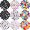 4x7mm 100Pcs Mixed English Letter Number Acrylic Flat Beads for DIY Jewelry Making Bracelet Necklace