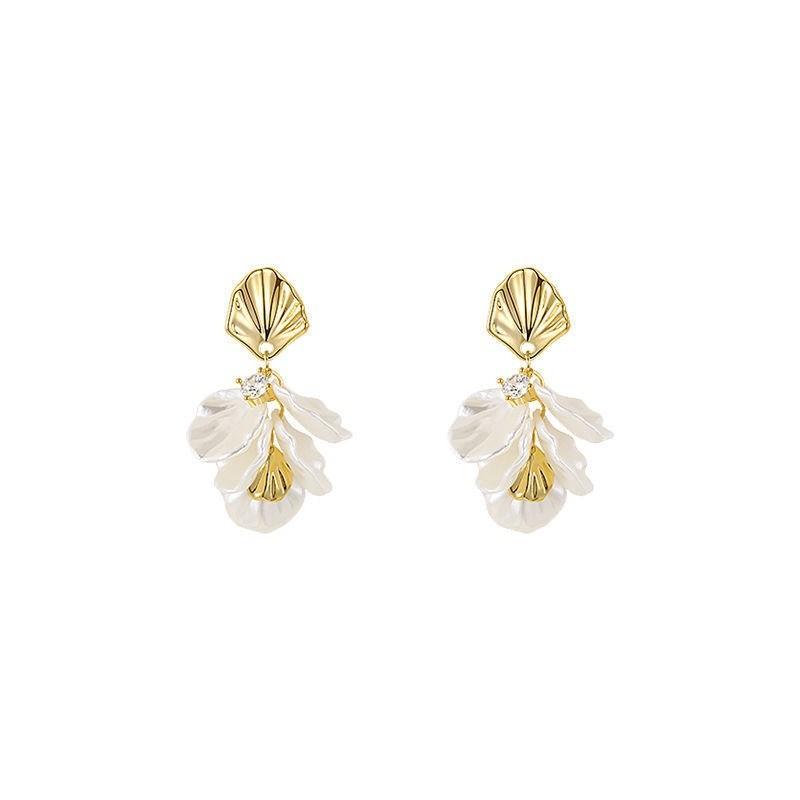 Pinkdudu Vintage Shell Petals Zinc Alloy Earrings Simple Drop Earrings Women Jewelry PD2371