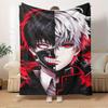 For Tokyo Ghoul,Kaneki Ken,Masked Ken-Themed Flannel Blanket, Glam Style, Digital Print, All-Season Comfort, Tear-Resistant, Knitted Craftsm