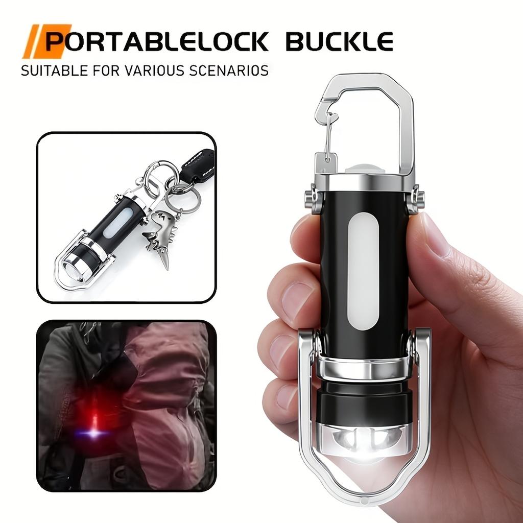 Mini Portachiavi EDC Multifunzionale Torcia Lavoro COB Portatile Ricaricabile Luce di Emergenza Adatta per Camminare Escursionismo e Uso Interno