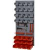 Tool Rack, 44-Piece Wall-Mounted, 95 x 54 cm, 28 Stackable Boxes, Grey and Red