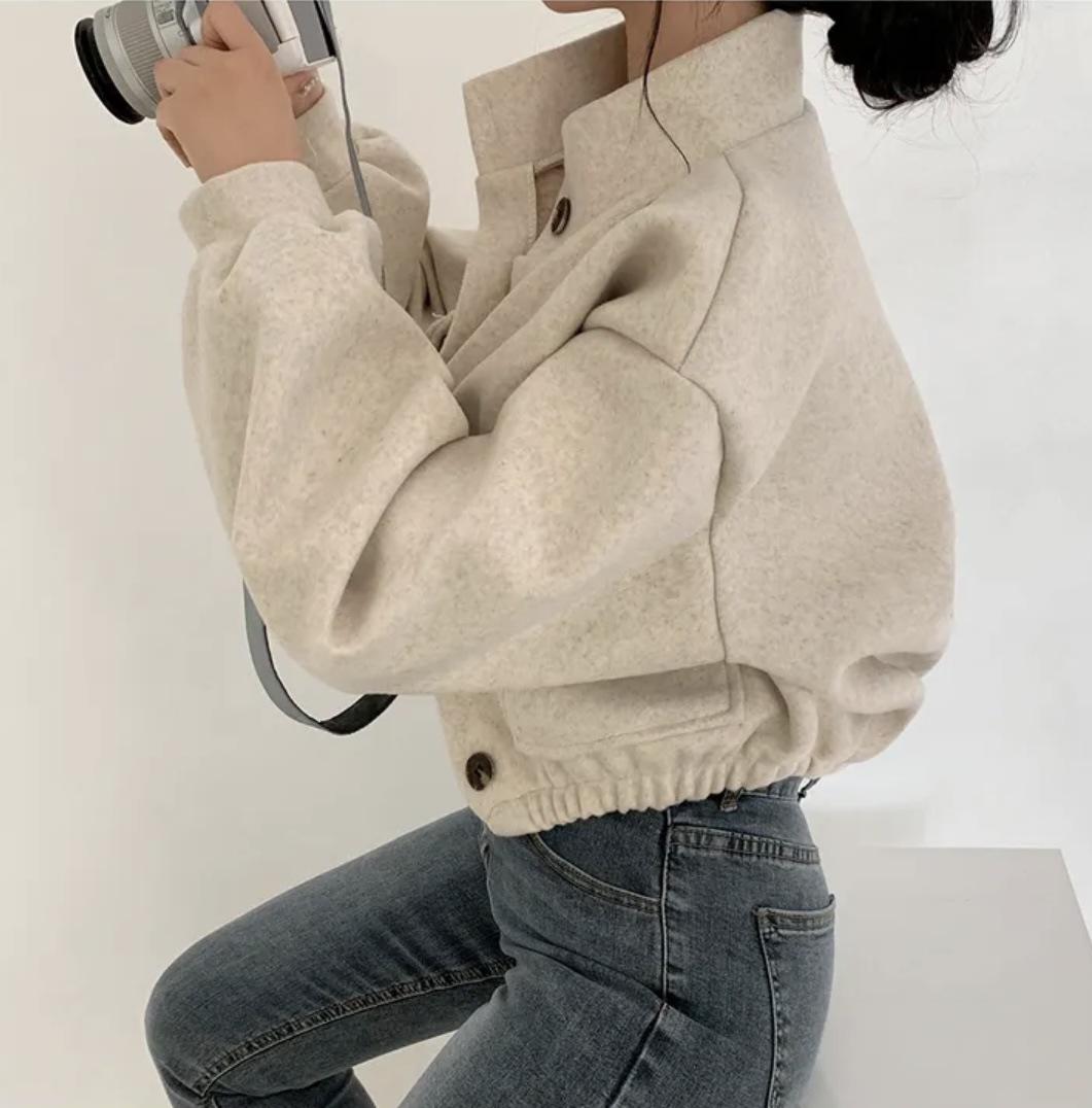 

Модное шерстяное пальто в корейском стиле: Осень/Зима, Воротник-стойка, Свободный крой для женщин Medium абрикосовый