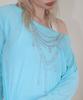 CRANK Sheer Necklace Off-Shoulder Top_Aqua Blue