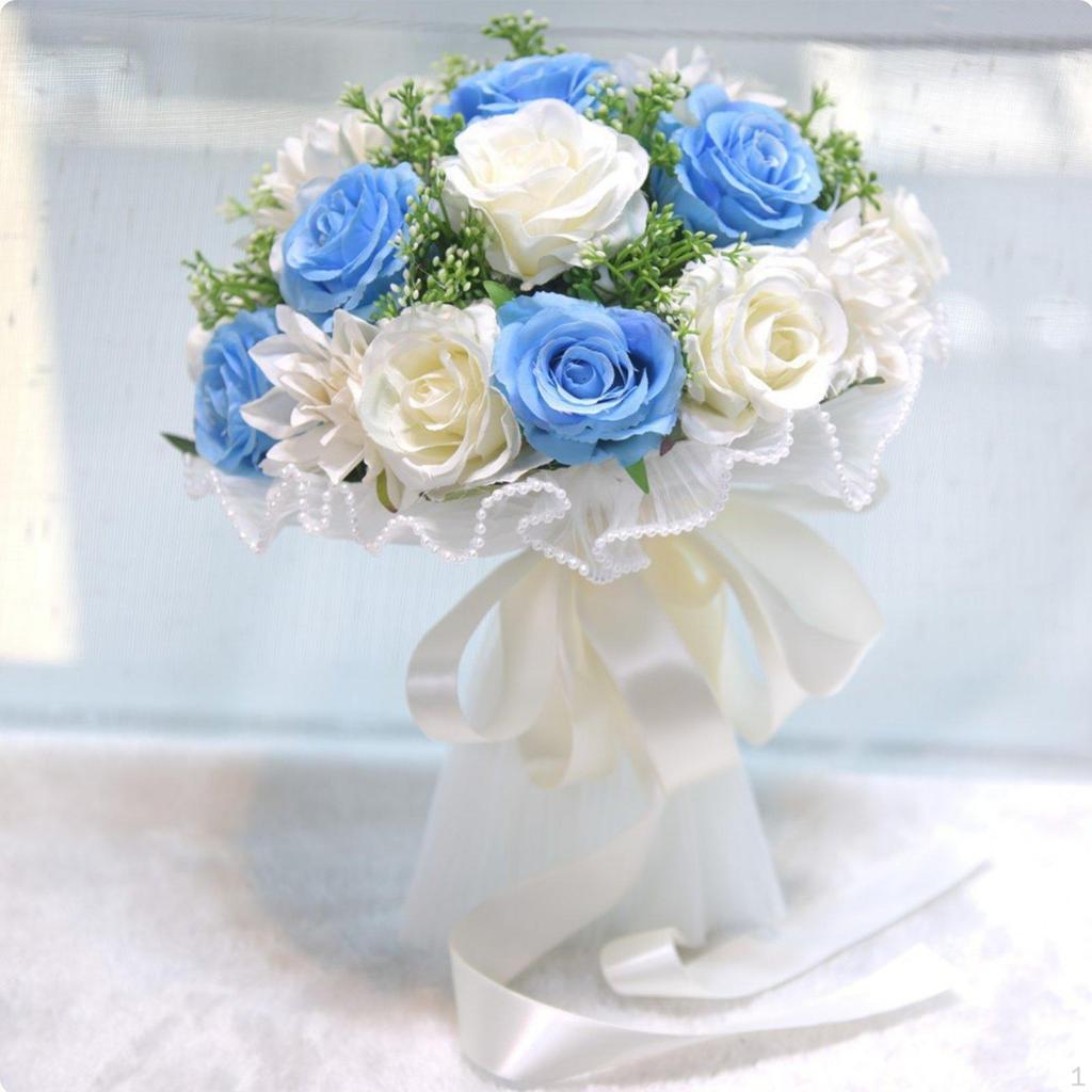 Artificial Bridal Bouquet Korean Style Wedding Photo Prop Event Decor for Brides Milky White