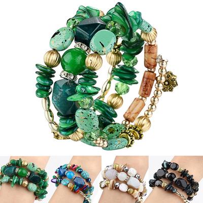 Colorful Natural Stone Beads Bracelet Bohemian Multilayer Fashion Bracelets for Women and Men Bangles Jewelry ADM