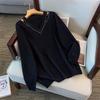 Plus Size V-Neck Loose Fit Long-Sleeve Knitted Sweater, Mid-Length, Slimming Design 200/300/350 Jin - Style 8097