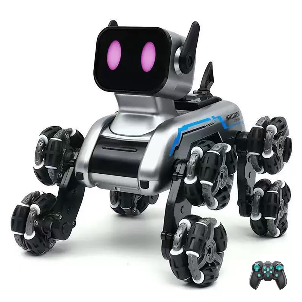 

Новое в 2026 году: RC Робот-собака-машина, перезаряжаемая игрушка для детей. Восьмиколесный трансформирующийся робот с проходимостью по бездорожью, подвижными элементами, светодиодами