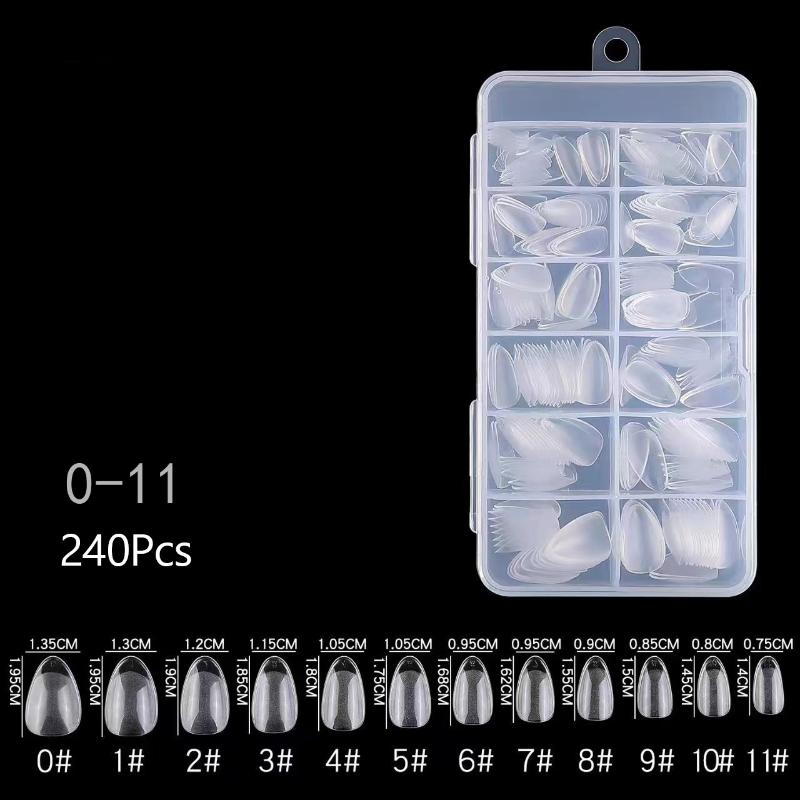 Soft Gel False Nail Tips 120/240/504/600Pcs Semi-matte Finish Square Almond French Coffin Full Cover Extensions Fingertip Set