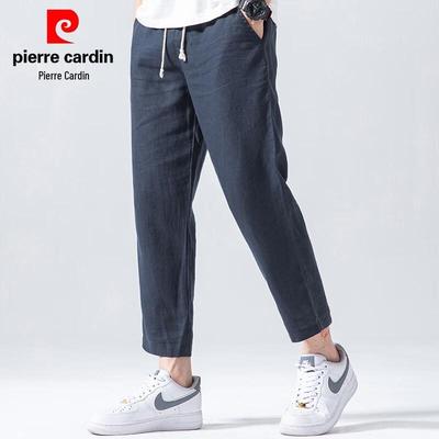 Pierre Cardin Men's 100% Linen Straight-Leg Cropped Pants