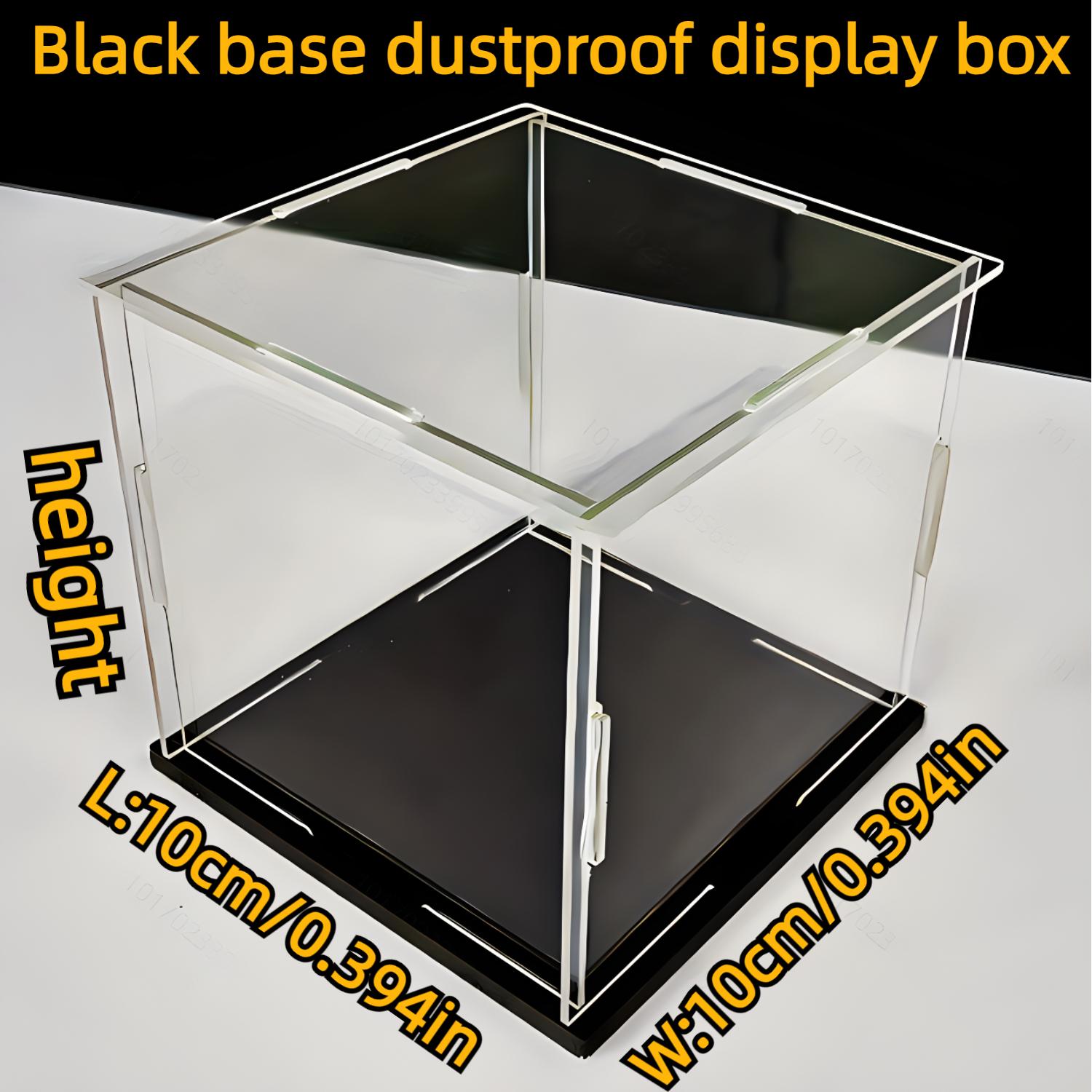 

1 шт., черная акриловая демонстрационная коробка, подходит для игрушечных кукол, предметов коллекционирования и простых в сборке пылезащитных коробок для хранения height 10cm