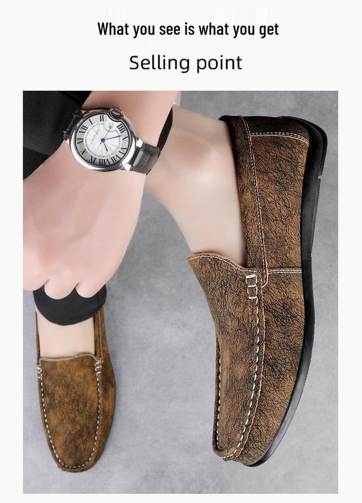 Men's British Style Breathable Leather Loafers: Soft Sole Slip-on Casual Driving Shoes