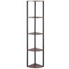 5 Tier Corner Shelf, Tall Corner Stand with LED Light, Wall Shelves Tower Storage Organizer with Metal Frame & Wooden Shelves, Narrow Display Book