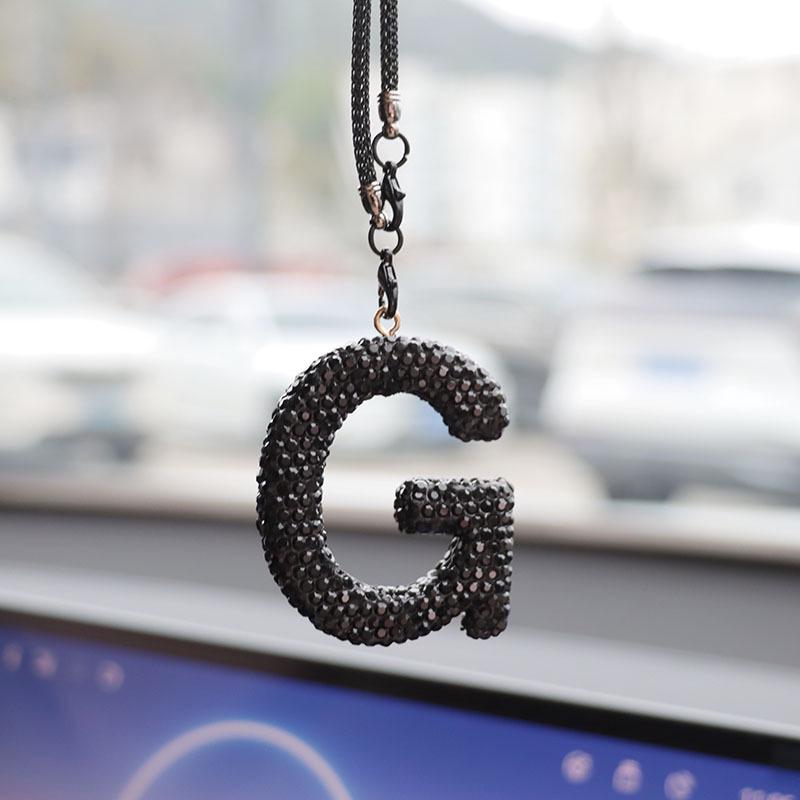 Rhinestone Ceramic Cross Pendant for Car Mirror Decor