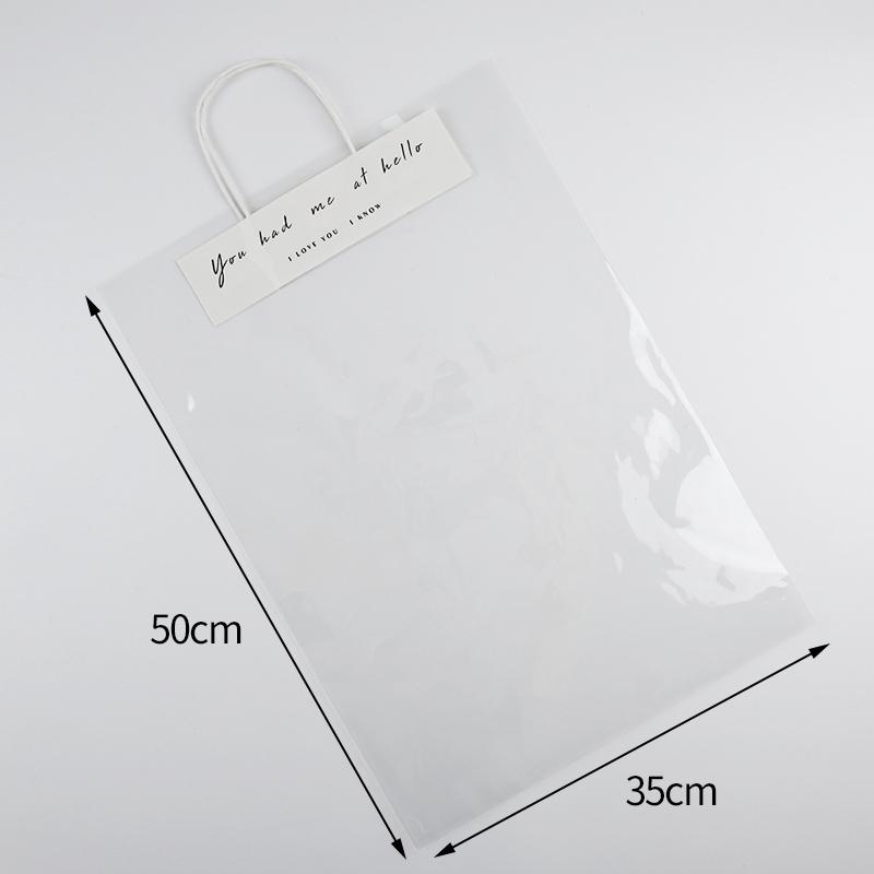 5/10pcs Flower Wrapping Bags Transparent Flower Packaging Gift Packing Bags with Handle Wedding Birthday Candy Flowers Box Decor