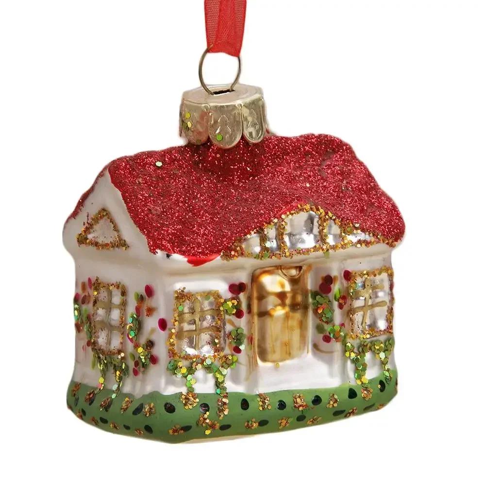 Handmade DIY Christmas House Tree Ornaments Glass Decorations for Home New Year Party 2025 Nativity Glass Christmas Toys