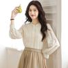 Autumn Fashion New 2024 Long Sleeve O-Neck Casual Apricot Blouse Shirt Women Tops Blouses Shirts J428