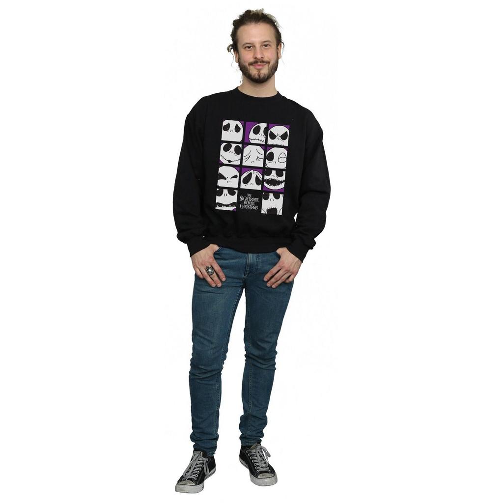 Disney Mens Nightmare Before Christmas Many Faces Of Jack Squares Sweatshirt