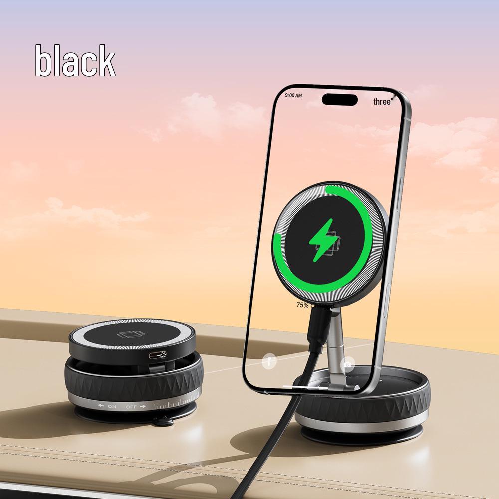 

360° Rotating Wireless Charger & Phone Holder with Vacuum Suction Mount