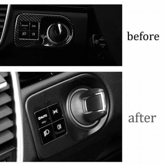 For Porsche Cayenne 18- Carbon Fiber Headlight Lamp Switch Panel Cover Trim