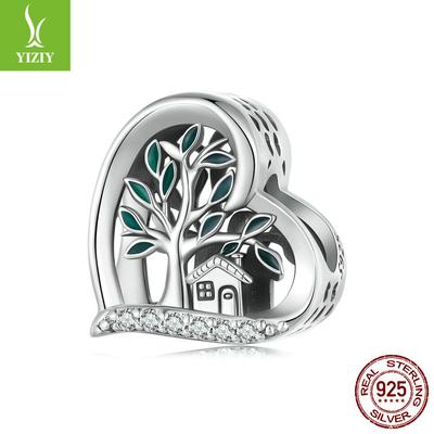 Heart-Shaped Family Tree Diy Bracelet Beads, Warm Life Tree S925 Sterling Silver Love Loose Beads