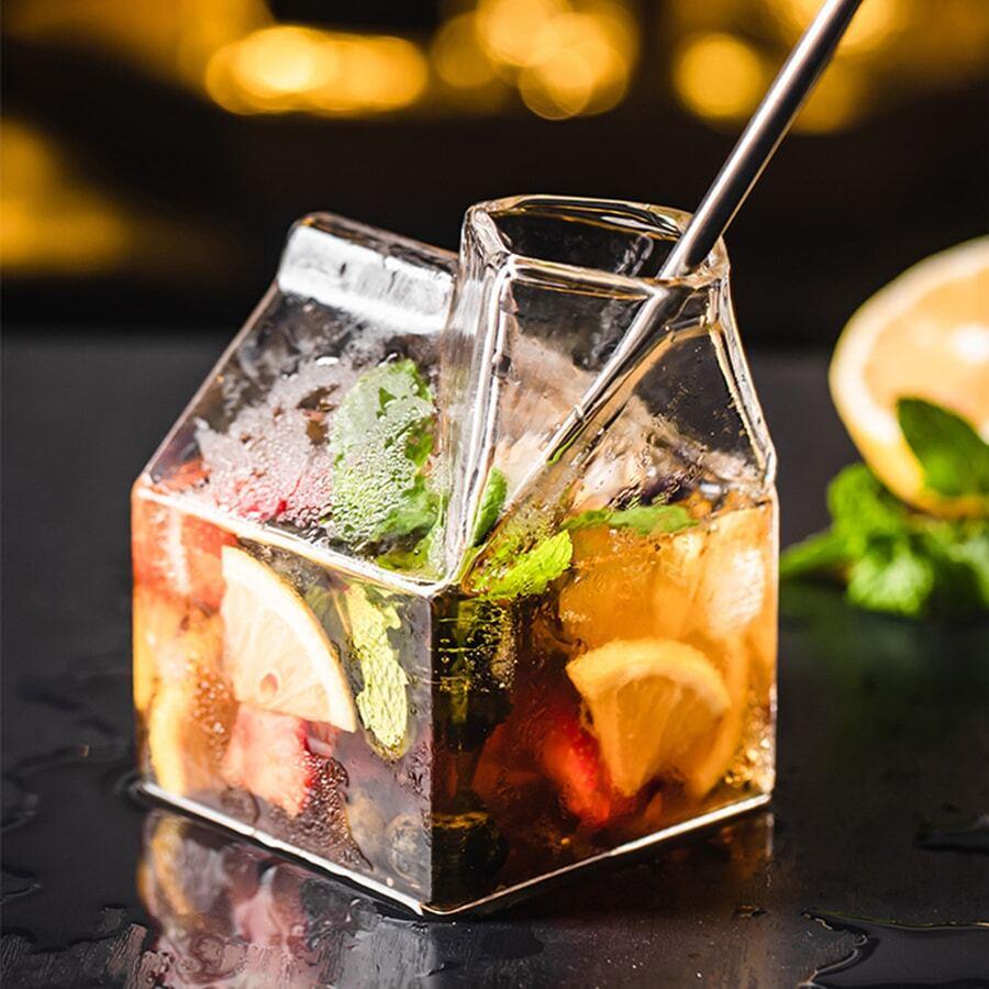 350ml průhledná krabička na mléko Šálek krabička na mléko Tvar Skleněné hrnky na džus Roztomilý šálek na kávu Čaj Nádobí Studenti pijí Festivalové dárky