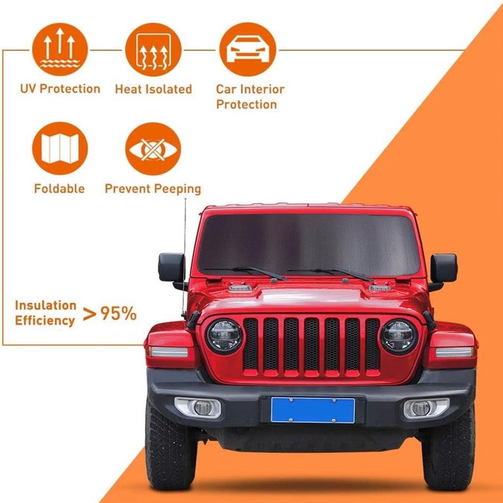 Jeep Wrangler JL/JLU Frontscheiben-Sonnenschutz mit Aluminiumfolien-Wärmeisolierung