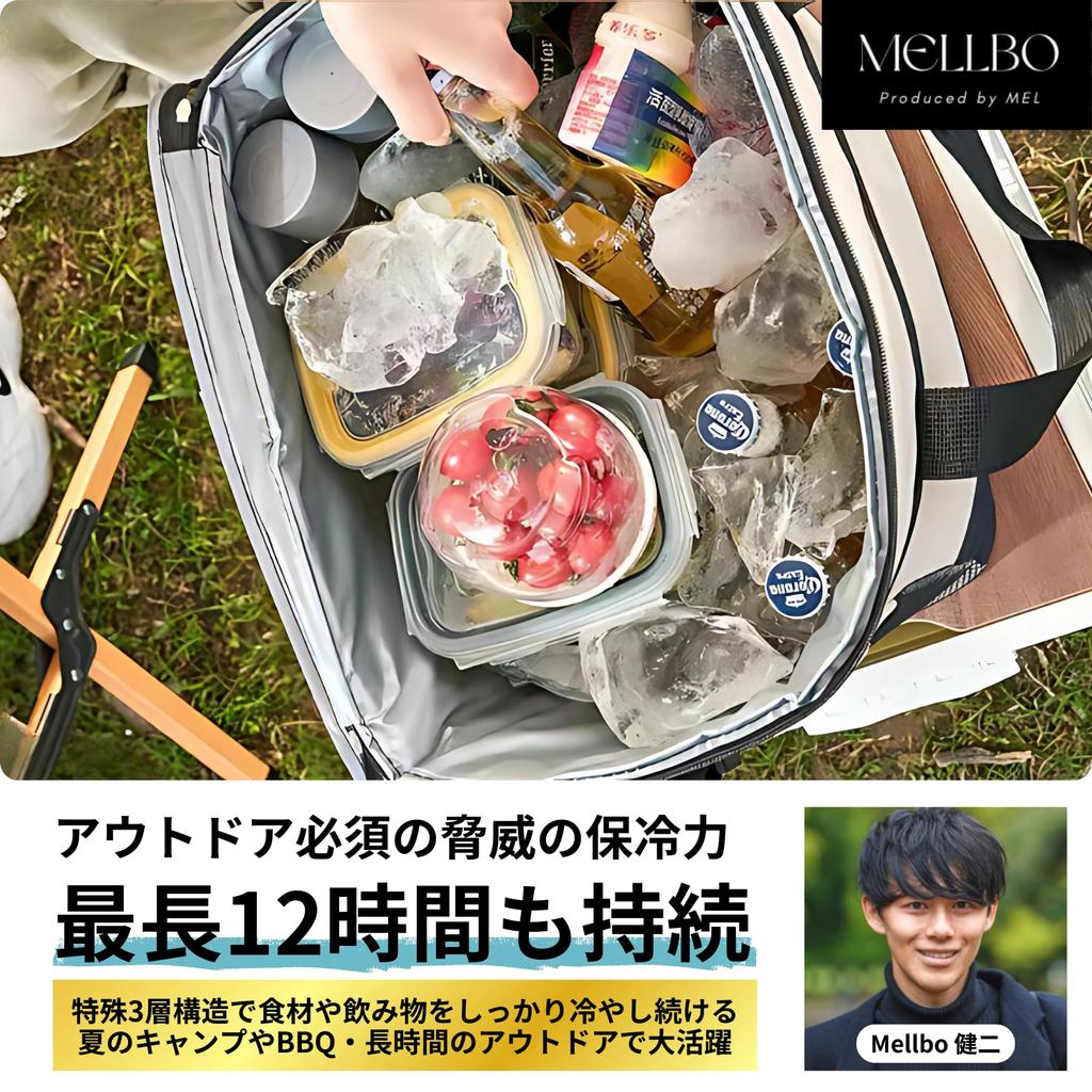 Mellbo Cooler Box, Insulated Cooler Bag, with Mesh Pockets On Both Sides, Perfect for Outdoor Activities, Camping, and Events, Handheld or Shoulder