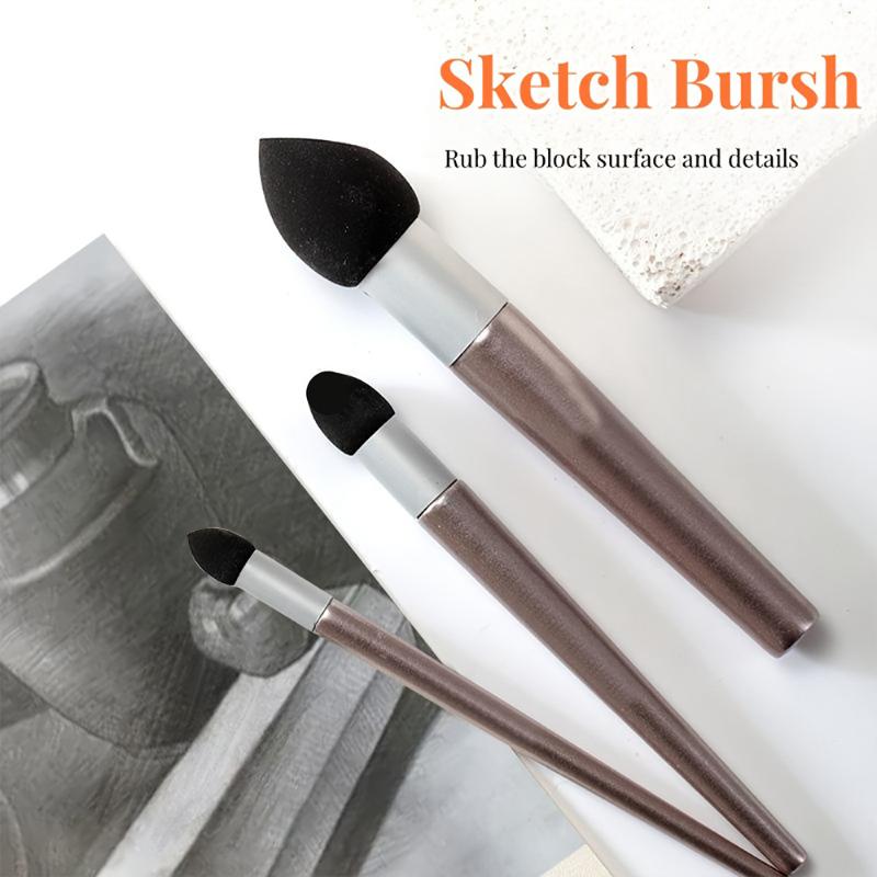New 3Pcs Artist Sketch Pen Washable Sketch Rubbing Sponge Brush Reusable Drawing Art Blenders Correcting Lightening Highl