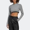 Adidas Originals X Blue Version Long Sleeve Solid Color Sports Crop Top Women Tops Gray HK7233