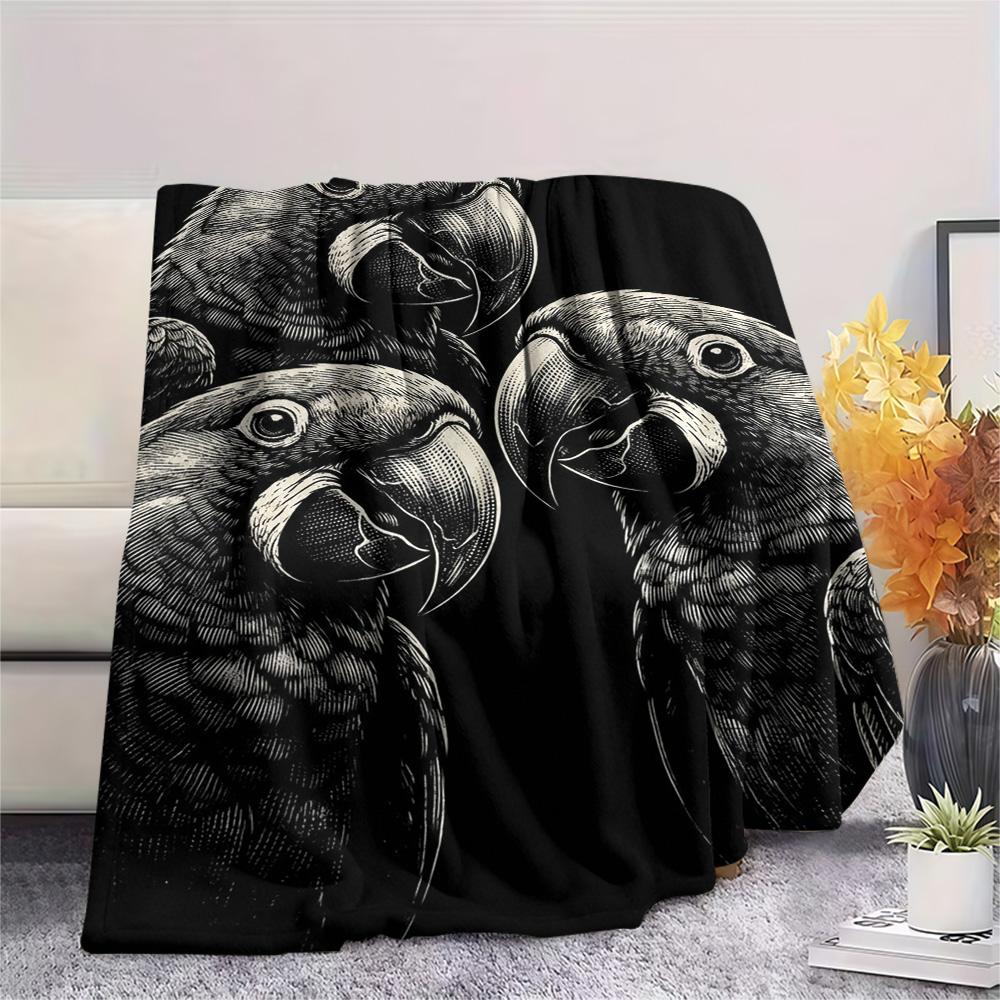 1PC Small animals gather Print FlAannel Blanket, High quality Comfortable for All Seasons, Home Decor, Warmth and Comfort